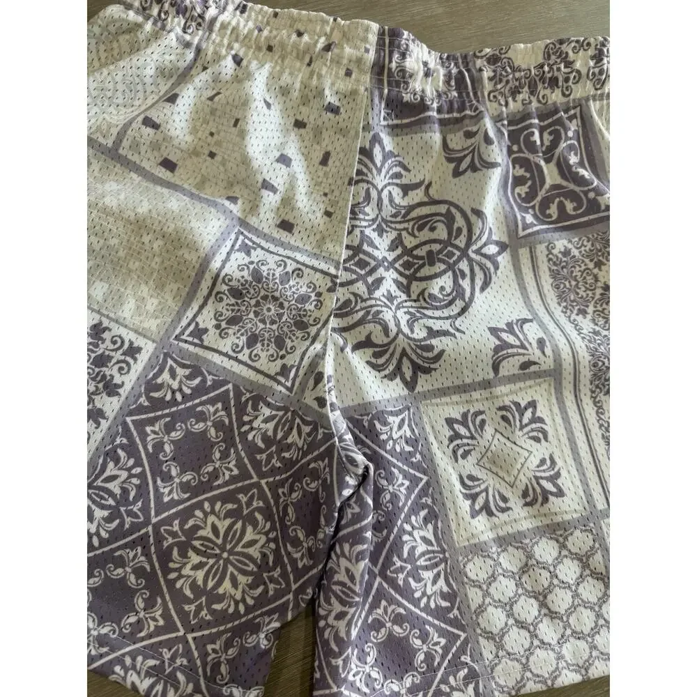 Kinetic Mens Mesh XS Shorts Paisley Patchwork Festival Beach‎ Y2K Retro Graphic